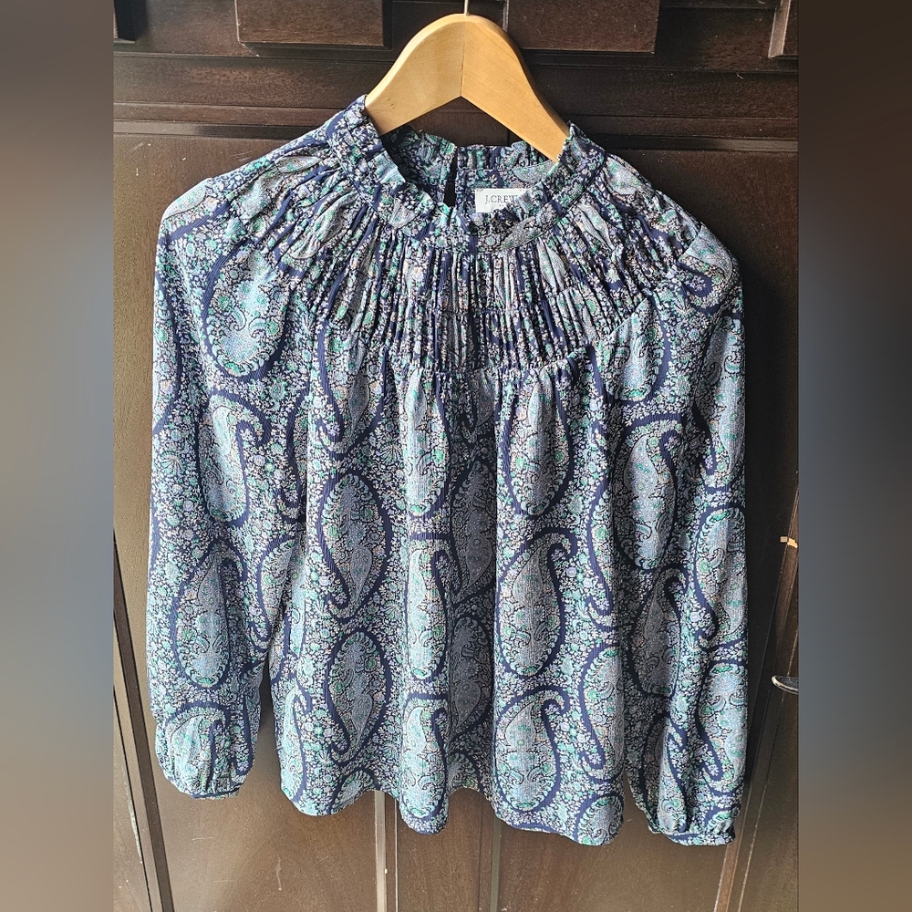 J. Crew Factory Paisley 3/4 Sleeve Blouse EUC